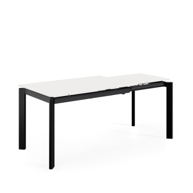 Mesa de comedor extensible porcelanico Constance blanco/negro