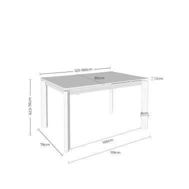 Mesa de comedor extensible porcelanico Constance blanco/negro