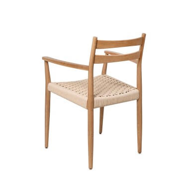 Silla de madera con brazos roble natural y cuerda EDNA