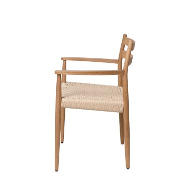 Silla de madera con brazos roble natural y cuerda EDNA