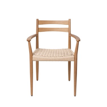 Silla de madera con brazos roble natural y cuerda EDNA