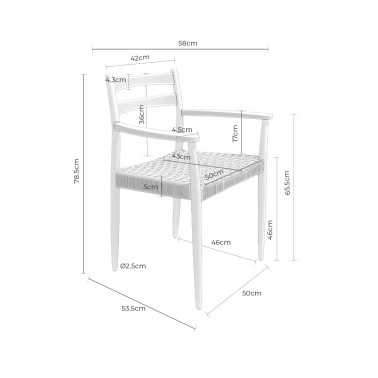Silla de madera con brazos roble natural y cuerda EDNA