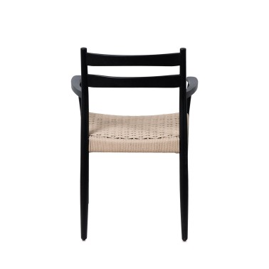 Silla de madera con brazos roble negro y cuerda EDNA