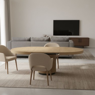 Mesa roble redonda extensible MARCH de Rodri Diseño