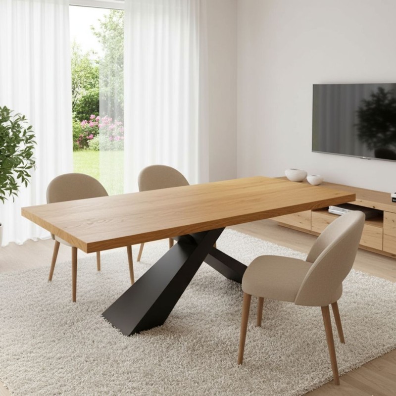 Mesa Jasper de Nacher en madera maciza canto recto