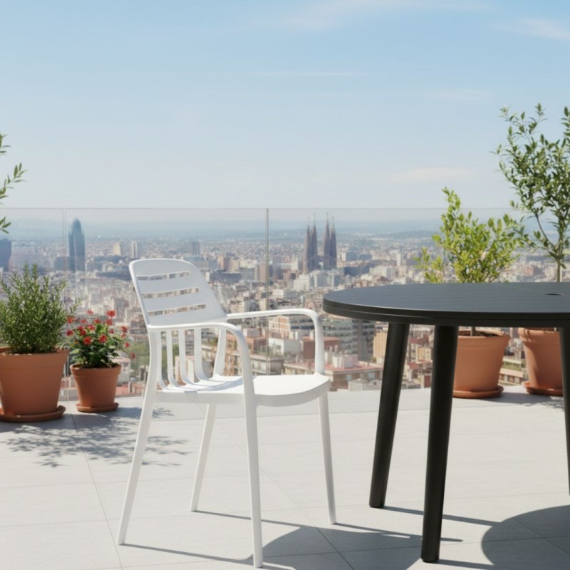 Silla apilable en polipropileno blanco Desiree