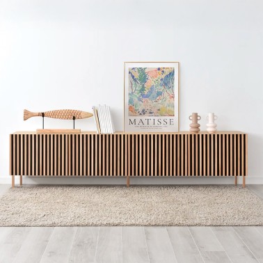 Mueble tv nordico de madera 4 puertas Treverk