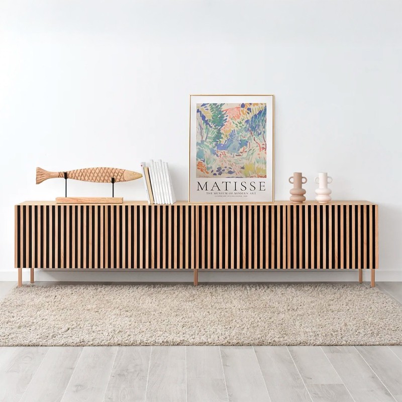 Mueble tv nordico de madera 4 puertas Treverk