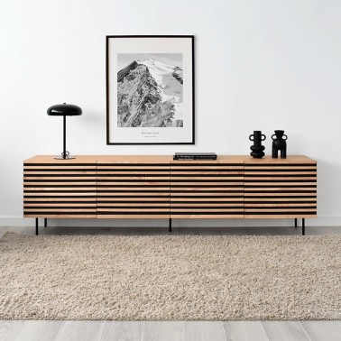 muebe de tv estilo nordico de madera con 4 puertas