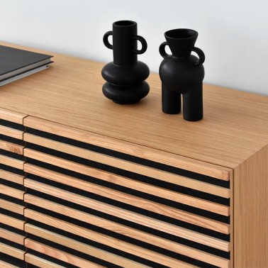 Mueble tv nordico de madera 4 puertas Lakesberg patas metalicas