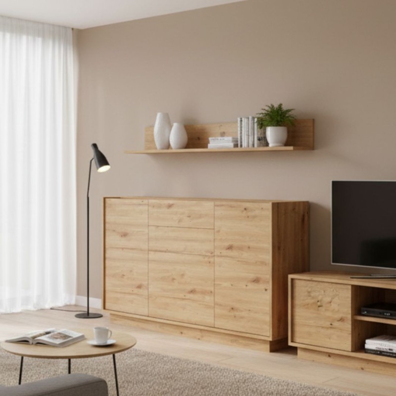 Aparador nordico con 3 puertas y 2 cajones 150x45x74,5 UDO