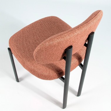 Pack 2 sillas tapizadas salmon estructura metalica negra Durban