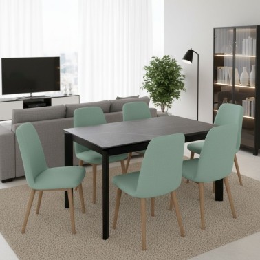 Mesa de comedor extensible porcelanico Constance gris/negro