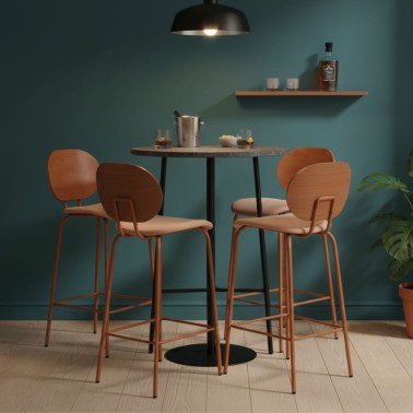 HARI - TABURETE RESPALDO MADERA Y ASIENTO TAPIZADO ALTO 67
