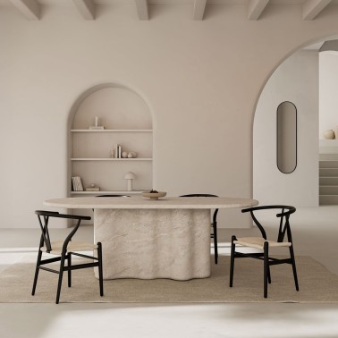 Mesa de comedor en microcemento cabado travertino