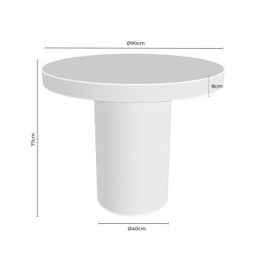 Mesa comedor redonda microcemento blanco Thelma