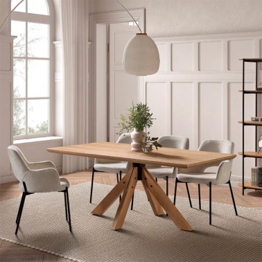 MESA MADERA ESTILO NORDICO CON PATAS CRUZADAS  HOVLAND