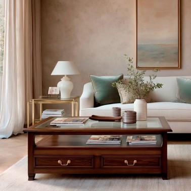 Mesa de centro clasica acristalada 130x80