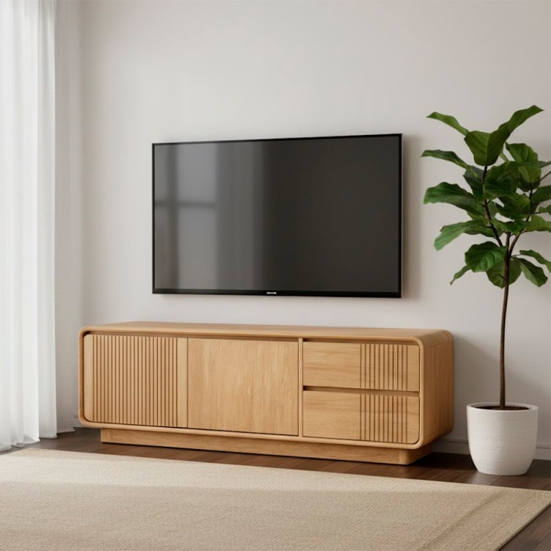 Mueble de Tv en madera con 2 puertas y 2 cajones Eyre Mueble de Tv en madera con 2 puertas y 2 cajones Eyre