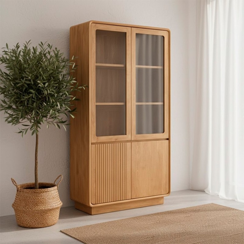 Vitrina de madera de teka con 4 puertas Eyre Vitrina de madera de teka con 4 puertas Eyre