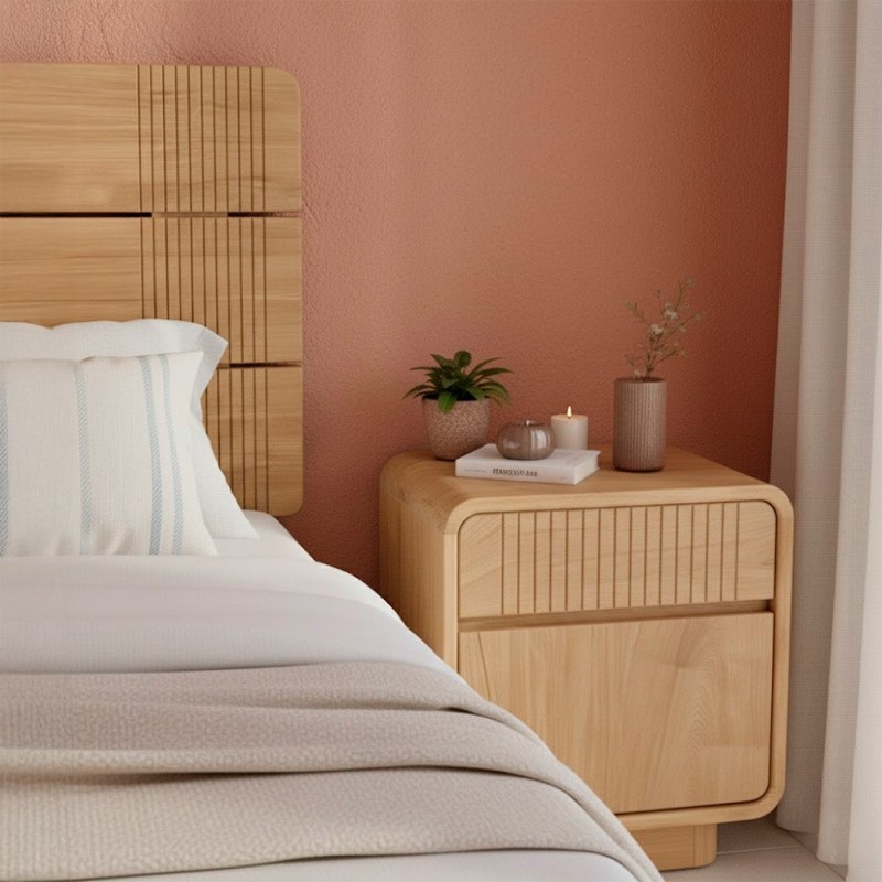 Mesita de noche madera con 1 cajon y 1 puerta derecha Eyre Mesita de noche madera con 1 cajon y 1 puerta derecha Eyre