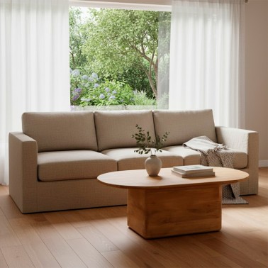 Mesa de centro ovalada de madera de teka Eyre