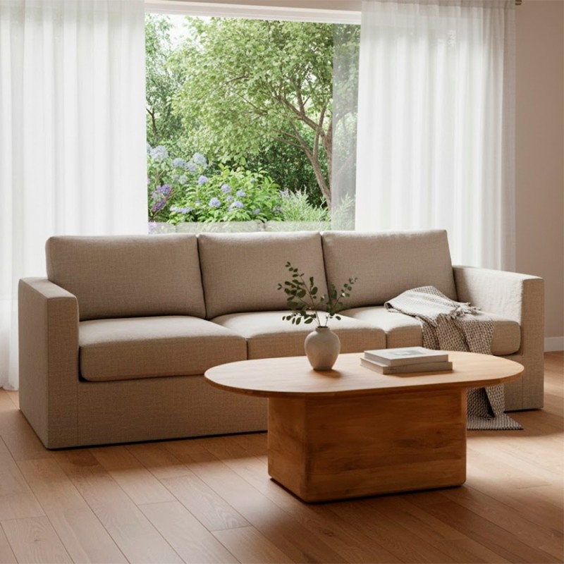 Mesa de centro ovalada de madera de teka Eyre Mesa de centro ovalada de madera de teka Eyre