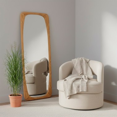 Espejo vestidor marco de madera de teka Eyre