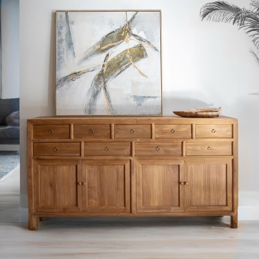 APARADOR MADERA DE TEKA CON 9 CAJONES Y 4 PUERTAS TENERIFE
