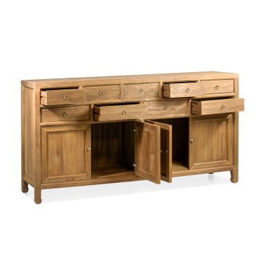 Aparador de madera de teca 9 cajones 4 puertas Merida