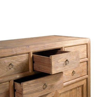 Aparador de madera de teca 9 cajones 4 puertas Merida