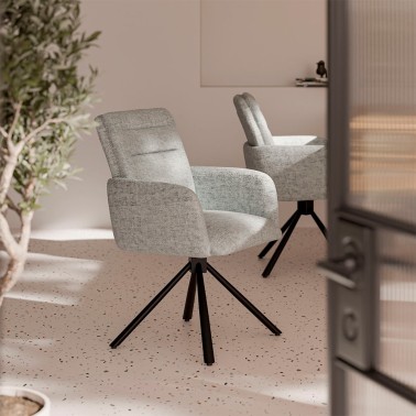 Silla giratoria tapizada gris claro Linda