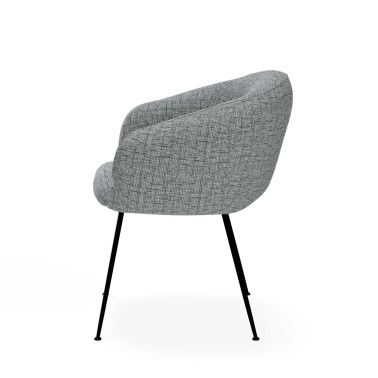 Silla tapizada gris claro con patas metalicas Lucia