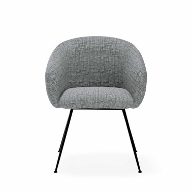 Silla tapizada gris claro con patas metalicas Lucia