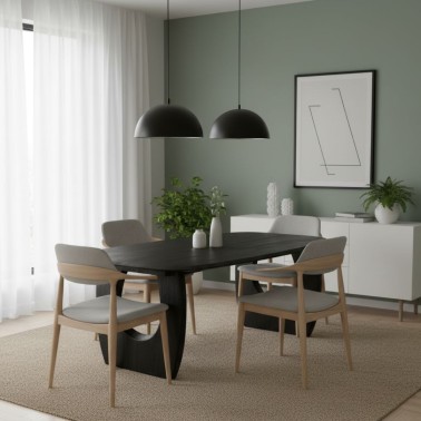 Mesa comedor madera maciza color negra WAZIR
