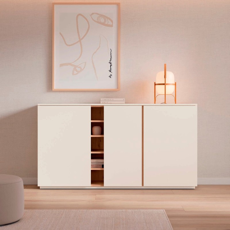 Aparador moderno con 3 puertas y estantes Muss 01
