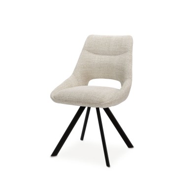 Silla de comedor tapizada con patas metalica negras Callie