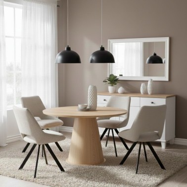 Silla de comedor tapizada con patas metalica negras Callie