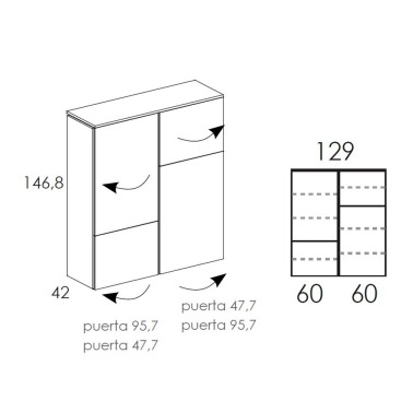 Aparador alto con con 4 puertas Muss