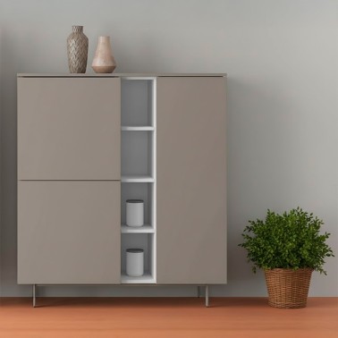Aparador alto con 3 puertas y hueco central Muss