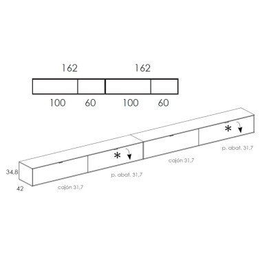 Composicion para salon con mueble tv colgado y panel Natur 02