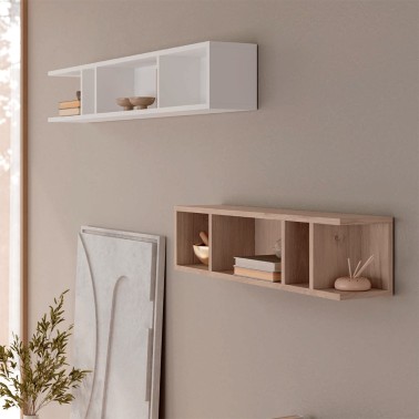 Compsicion para salon con muebe tv y 2 estanterias colgadas Natur 05