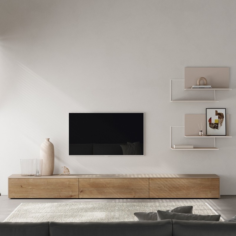 Composicion mueble de Tv bajo modular Med 28 con 2 estantes Step