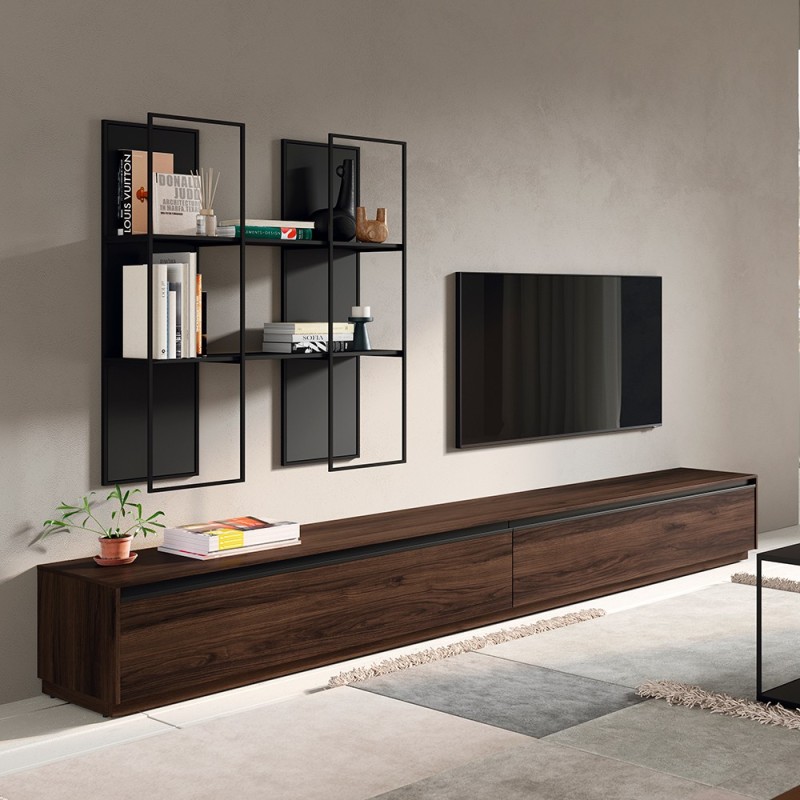 Composicion mueble de Tv bajo modular Med 29 con 2 estantes Pin