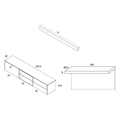Mueble Tv modular con escritorio y estante MED 52