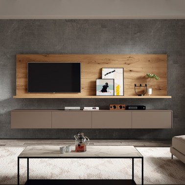 COMPOSICION MUEBLE TV SUSPENDIDO CON PANEL TRASERO CON ESTANTE MED 53
