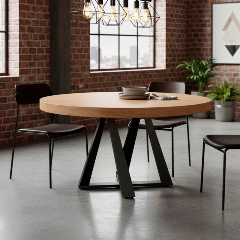 Mesa redonda con pata de hierro central VETTEL de Rodri Diseño