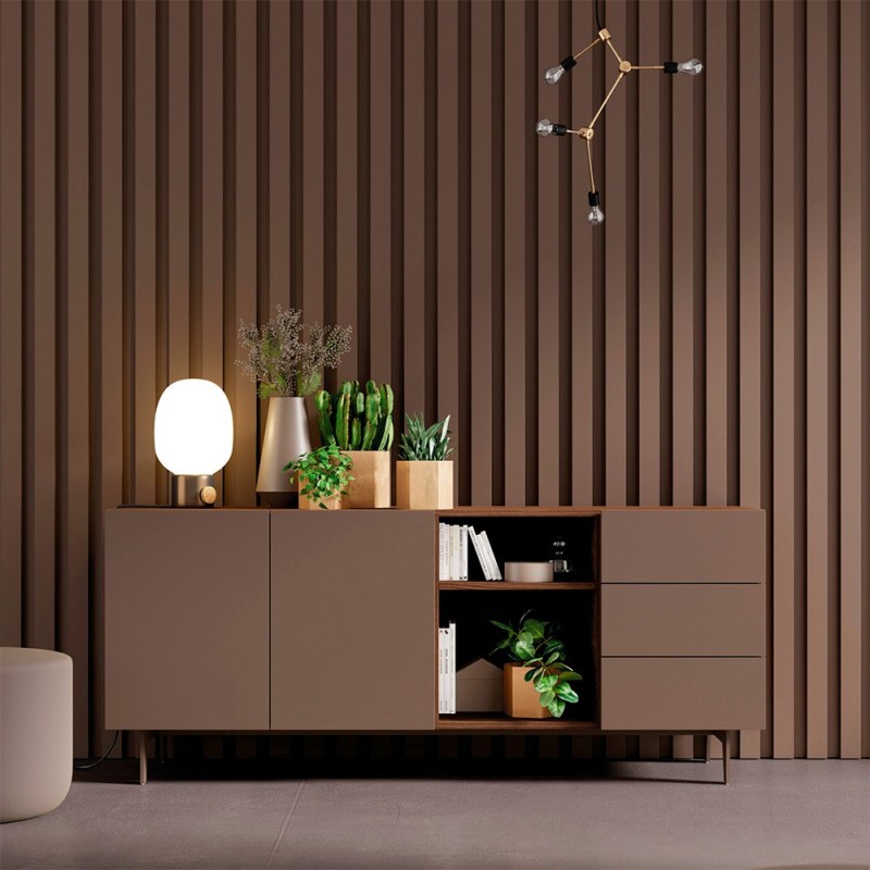 Aparador 3 cajones y 2 puertas frente lacado Compact 8