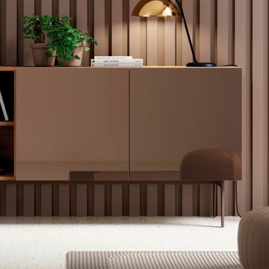 Aparador 4 huecos y 2 puertas frente espejo bronce Compact 10