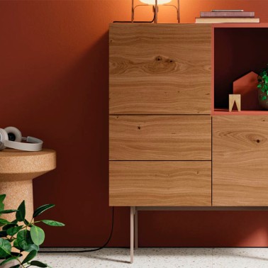 Aparador alto 2 puertas y 2 cajnes frente madera Compact 13